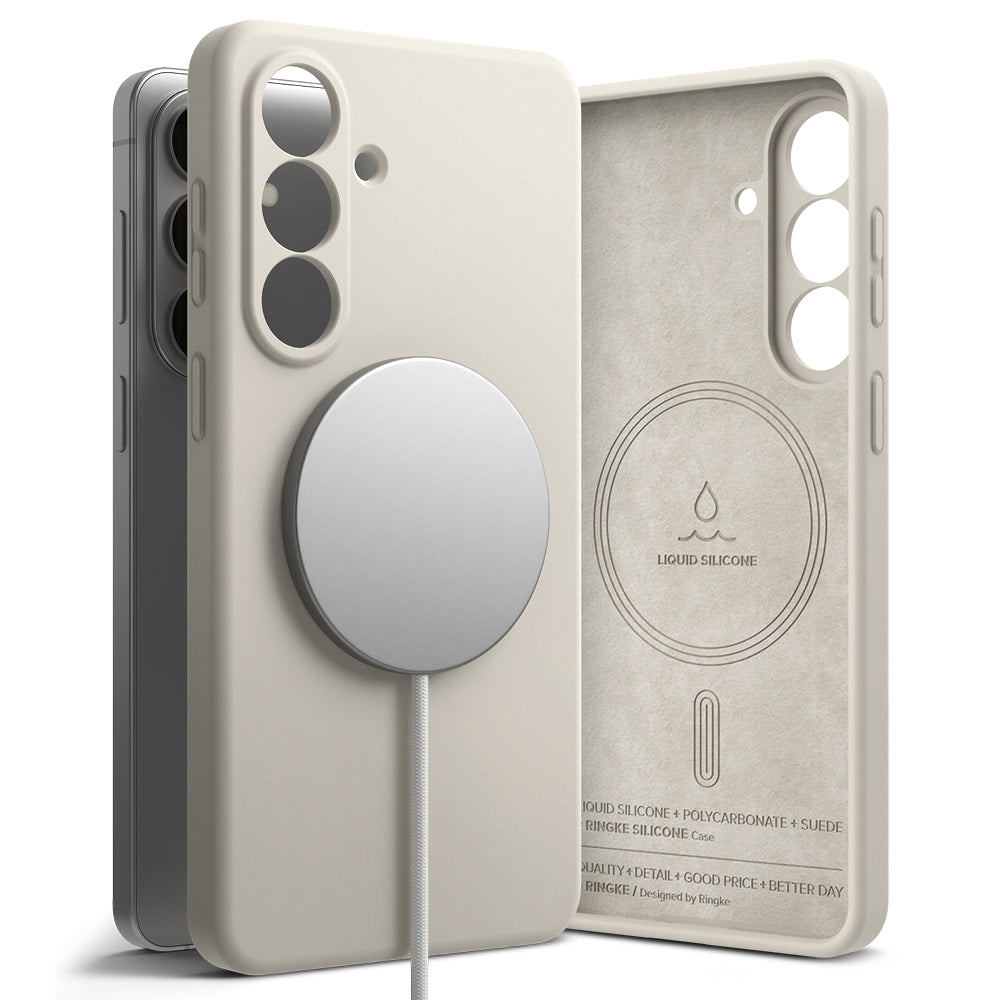 MagSafe-deksel for Samsung Galaxy S26 Plus, Ringke, Silikon, Krem
