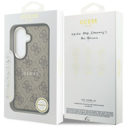 MagSafe-deksel for Samsung Galaxy S26 Plus S947, Guess, 4G Embossed Ring, Brun