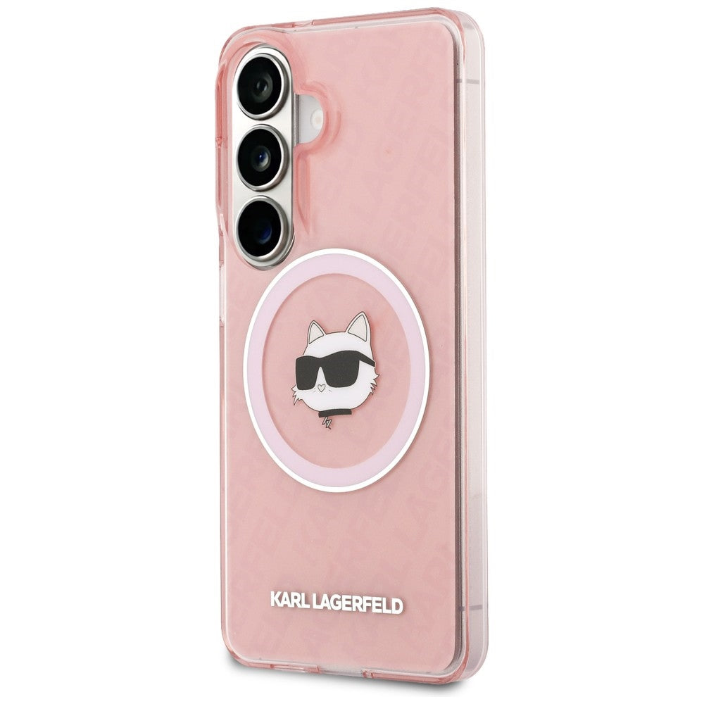 MagSafe-deksel for Samsung Galaxy S26 Plus S947, Karl Lagerfeld, IML Choupette Head on KL Repeated Logo, Rosa