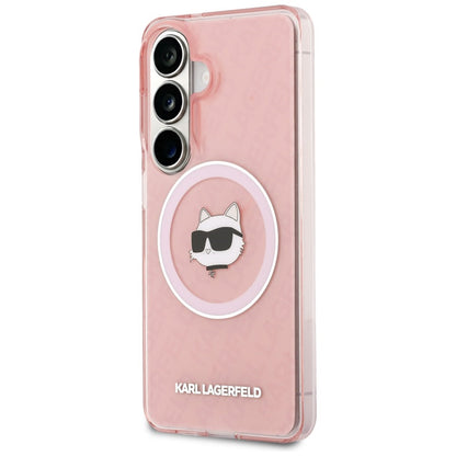 MagSafe-deksel for Samsung Galaxy S26 Plus S947, Karl Lagerfeld, IML Choupette Head on KL Repeated Logo, Rosa
