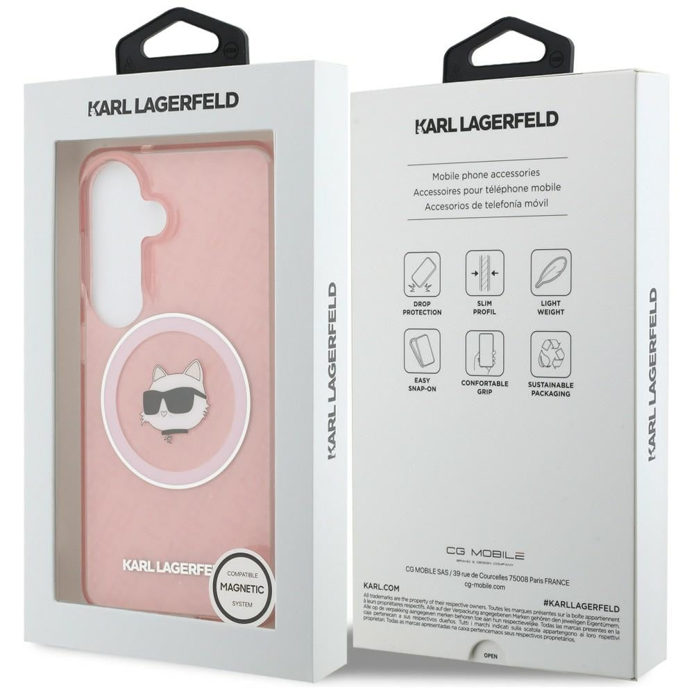 MagSafe-deksel for Samsung Galaxy S26 Plus S947, Karl Lagerfeld, IML Choupette Head on KL Repeated Logo, Rosa