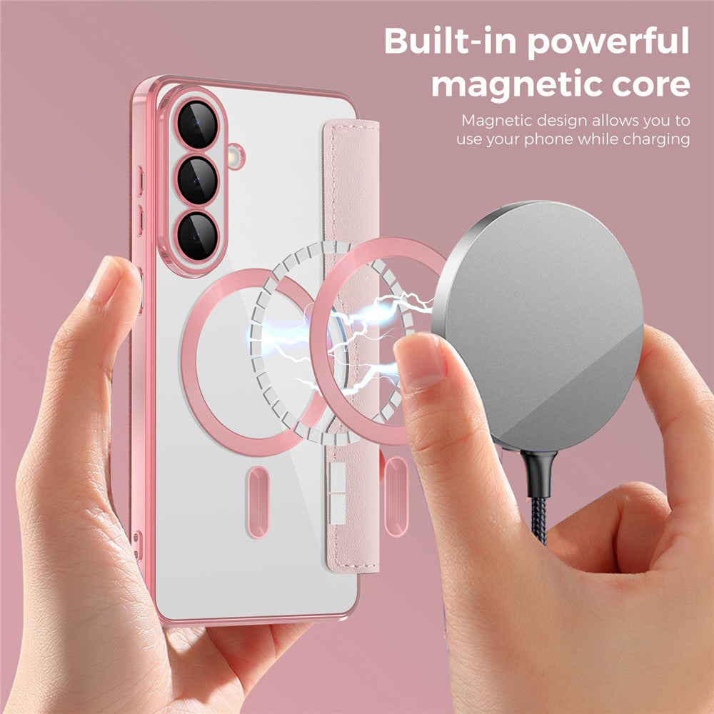 MagSafe-deksel for Samsung Galaxy S26 Plus, Techsuit, SmartMag Book, Rosa