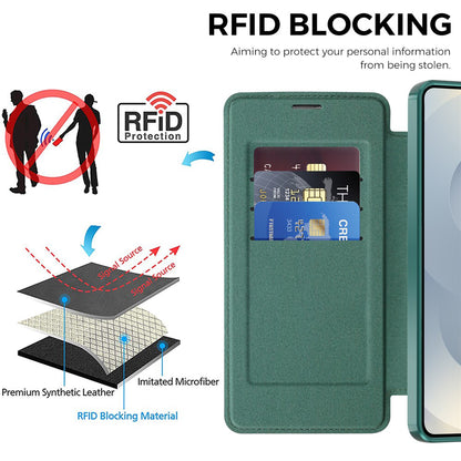 MagSafe-deksel for Samsung Galaxy S26 Plus, Techsuit, SmartMag Book, Grønn