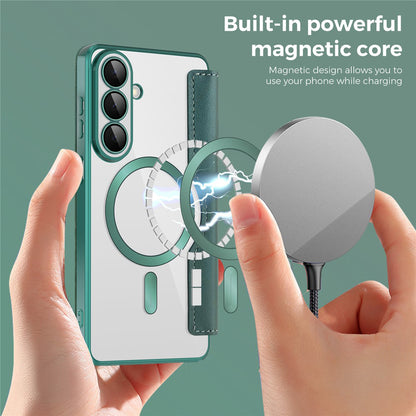 MagSafe-deksel for Samsung Galaxy S26 Plus, Techsuit, SmartMag Book, Grønn