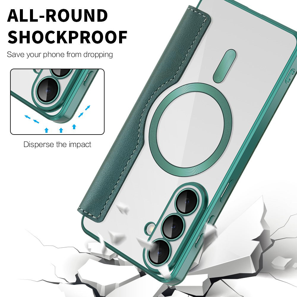 MagSafe-deksel for Samsung Galaxy S26 Plus, Techsuit, SmartMag Book, Grønn