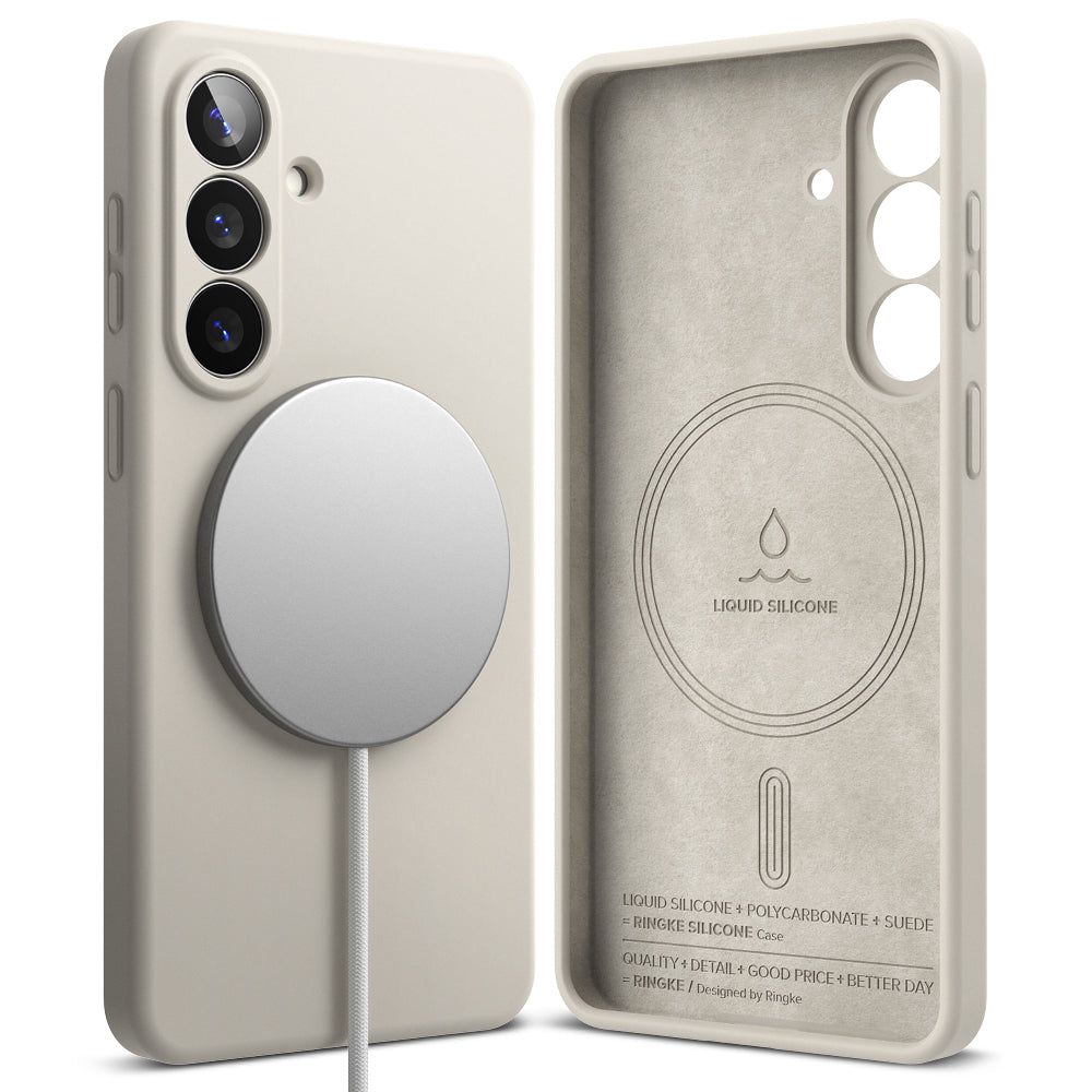 MagSafe-deksel for Samsung Galaxy S26, Ringke, Silikon, Krem