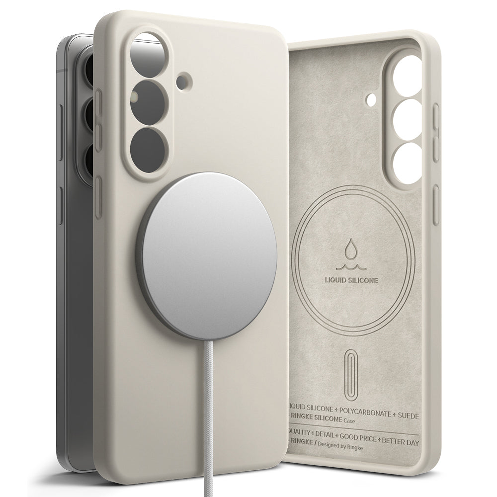 MagSafe-deksel for Samsung Galaxy S26, Ringke, Silikon, Krem