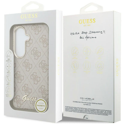 MagSafe deksel for Samsung Galaxy S26 S942, Guess, 4G Script Logo, Rosa