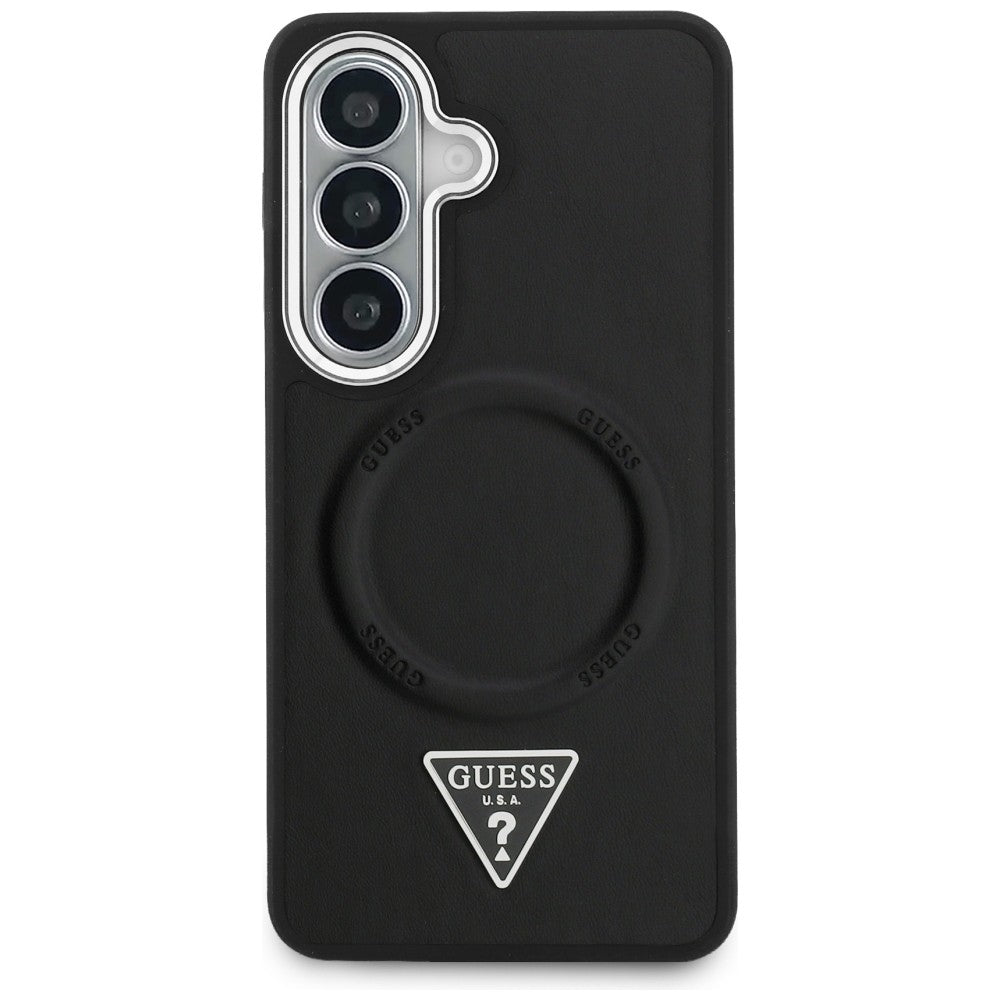 MagSafe-deksel for Samsung Galaxy S26 S942, Guess, Embossed Ring Triangle Logo, Svart