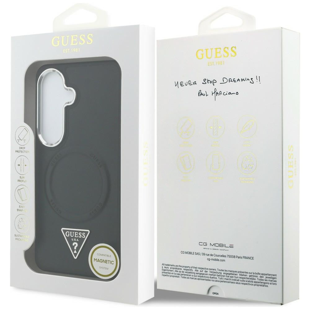 MagSafe-deksel for Samsung Galaxy S26 S942, Guess, Embossed Ring Triangle Logo, Svart
