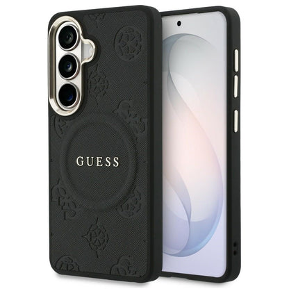 MagSafe-deksel for Samsung Galaxy S26 S942, Guess, Saffiano Peony Embossed Ring, Svart