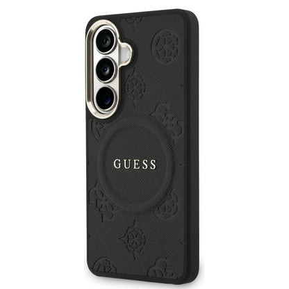 MagSafe-deksel for Samsung Galaxy S26 S942, Guess, Saffiano Peony Embossed Ring, Svart