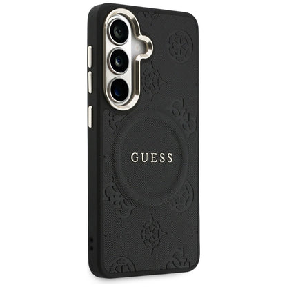 MagSafe-deksel for Samsung Galaxy S26 S942, Guess, Saffiano Peony Embossed Ring, Svart