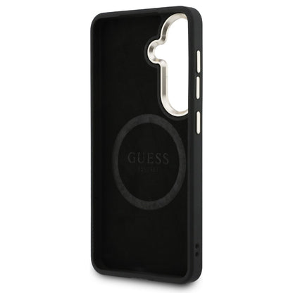 MagSafe-deksel for Samsung Galaxy S26 S942, Guess, Saffiano Peony Embossed Ring, Svart