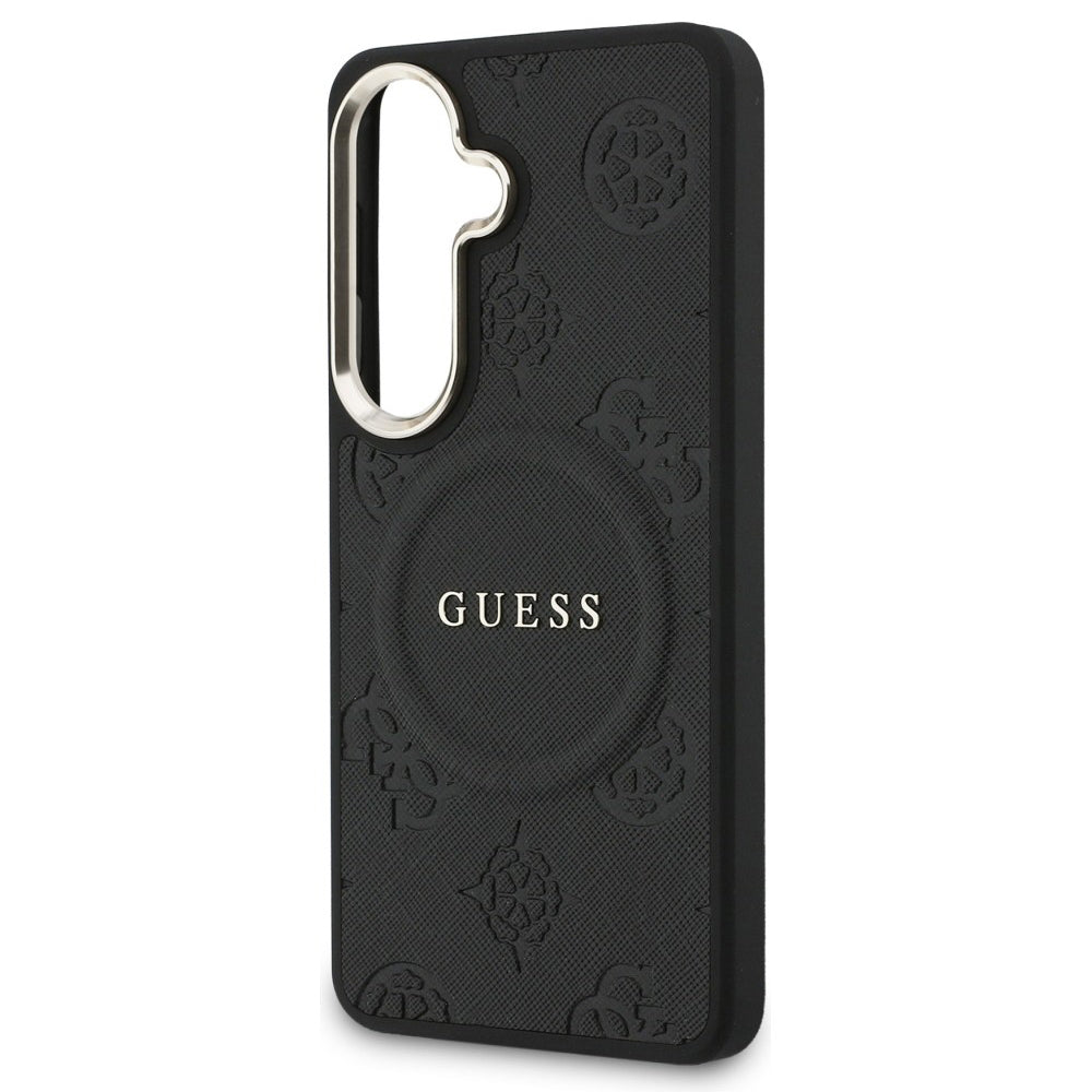 MagSafe-deksel for Samsung Galaxy S26 S942, Guess, Saffiano Peony Embossed Ring, Svart