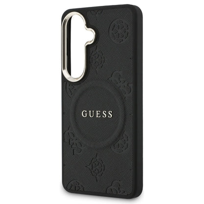 MagSafe-deksel for Samsung Galaxy S26 S942, Guess, Saffiano Peony Embossed Ring, Svart