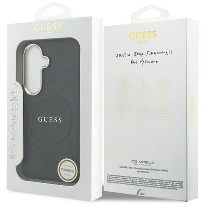 MagSafe-deksel for Samsung Galaxy S26 S942, Guess, Saffiano Peony Embossed Ring, Svart
