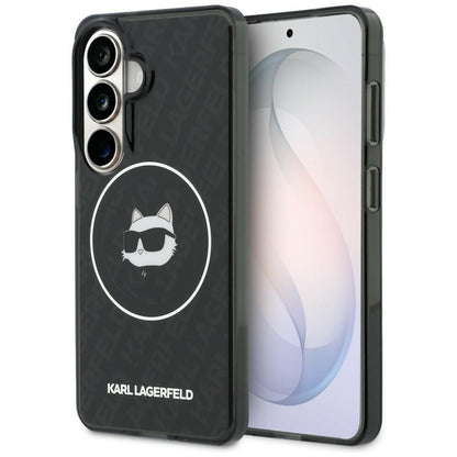 MagSafe-deksel for Samsung Galaxy S26 S942, Karl Lagerfeld, IML Choupette Head on KL Repeated Logo, Svart