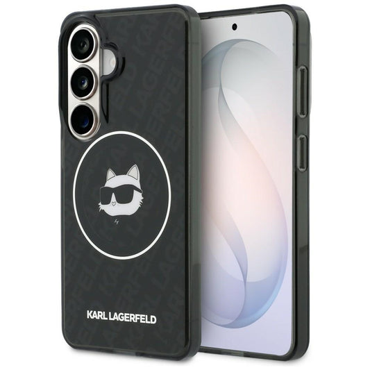 MagSafe-deksel for Samsung Galaxy S26 S942, Karl Lagerfeld, IML Choupette Head on KL Repeated Logo, Svart