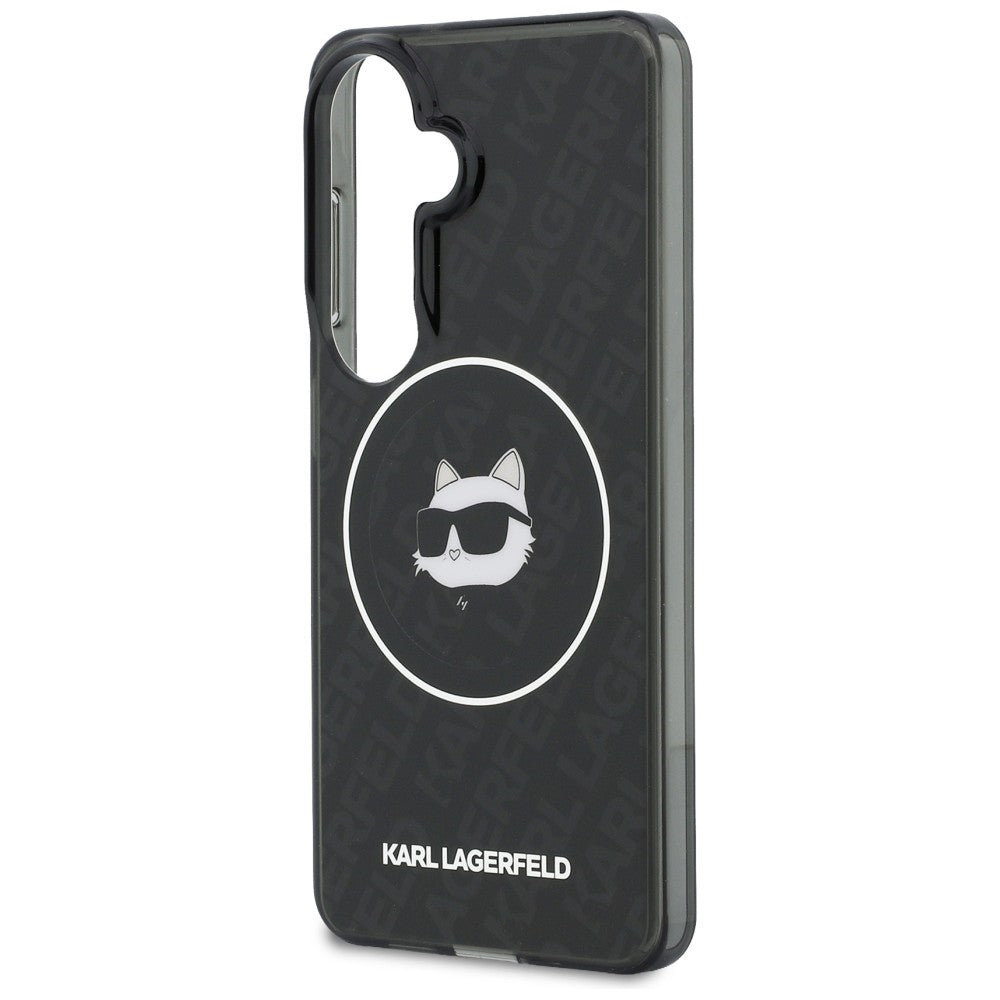 MagSafe-deksel for Samsung Galaxy S26 S942, Karl Lagerfeld, IML Choupette Head on KL Repeated Logo, Svart
