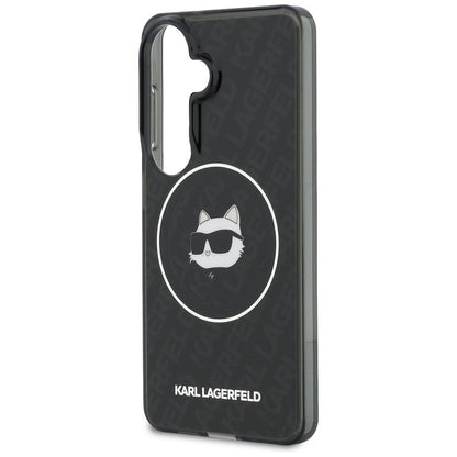 MagSafe-deksel for Samsung Galaxy S26 S942, Karl Lagerfeld, IML Choupette Head on KL Repeated Logo, Svart