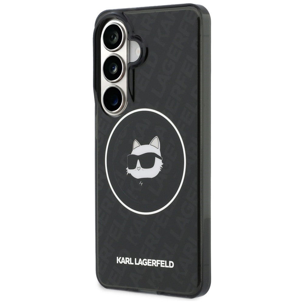 MagSafe-deksel for Samsung Galaxy S26 S942, Karl Lagerfeld, IML Choupette Head on KL Repeated Logo, Svart