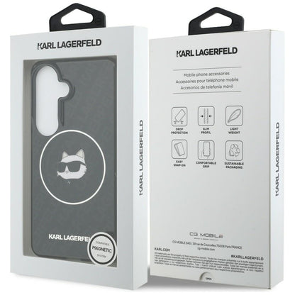 MagSafe-deksel for Samsung Galaxy S26 S942, Karl Lagerfeld, IML Choupette Head on KL Repeated Logo, Svart