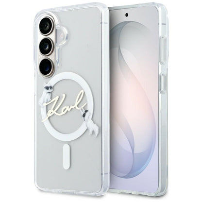 MagSafe-deksel for Samsung Galaxy S26 S942, Karl Lagerfeld, IML Choupette Karl Script Logo, hvit