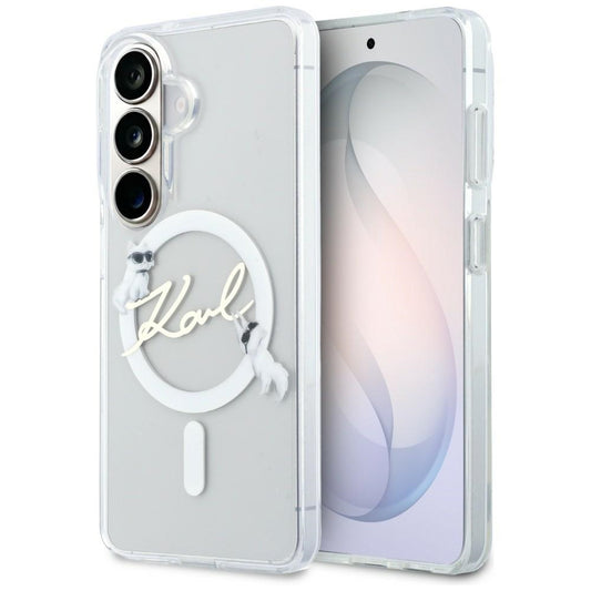 MagSafe-deksel for Samsung Galaxy S26 S942, Karl Lagerfeld, IML Choupette Karl Script Logo, hvit