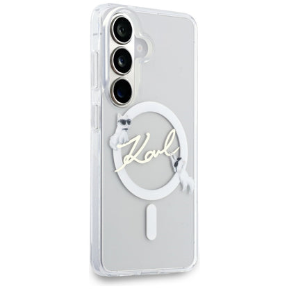 MagSafe-deksel for Samsung Galaxy S26 S942, Karl Lagerfeld, IML Choupette Karl Script Logo, hvit