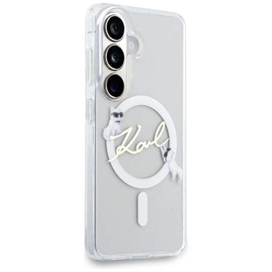 MagSafe-deksel for Samsung Galaxy S26 S942, Karl Lagerfeld, IML Choupette Karl Script Logo, hvit