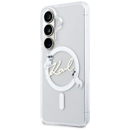 MagSafe-deksel for Samsung Galaxy S26 S942, Karl Lagerfeld, IML Choupette Karl Script Logo, hvit