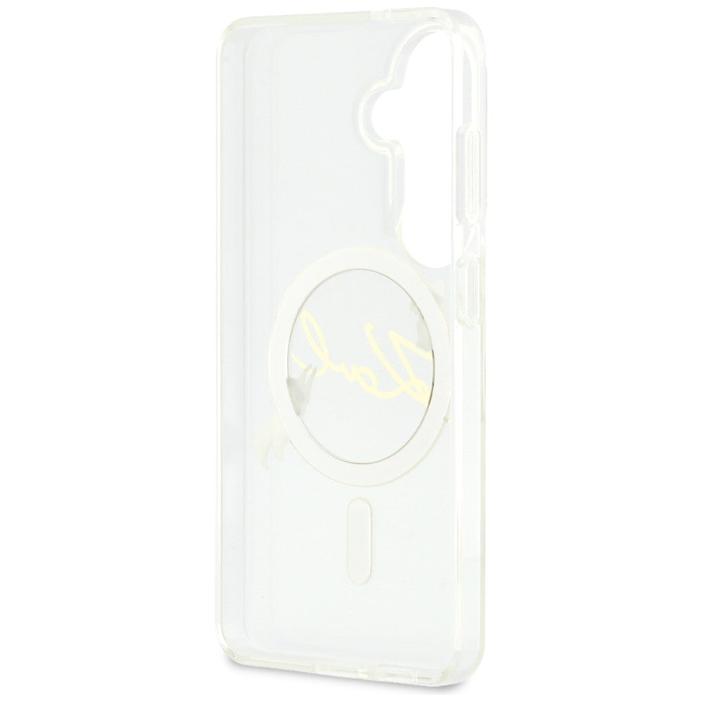 MagSafe-deksel for Samsung Galaxy S26 S942, Karl Lagerfeld, IML Choupette Karl Script Logo, hvit