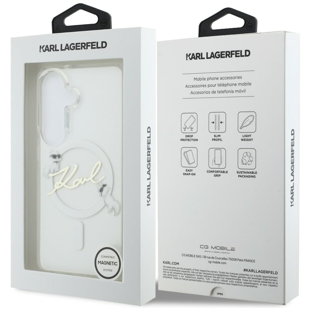 MagSafe-deksel for Samsung Galaxy S26 S942, Karl Lagerfeld, IML Choupette Karl Script Logo, hvit