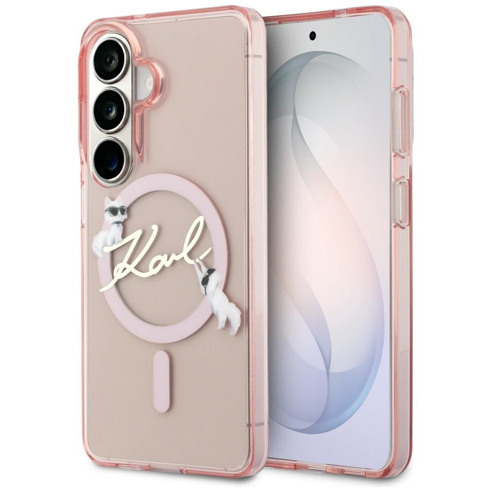 MagSafe-deksel for Samsung Galaxy S26 S942, Karl Lagerfeld, IML Choupette Karl Script Logo, Rosa