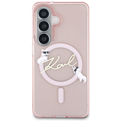 MagSafe-deksel for Samsung Galaxy S26 S942, Karl Lagerfeld, IML Choupette Karl Script Logo, Rosa
