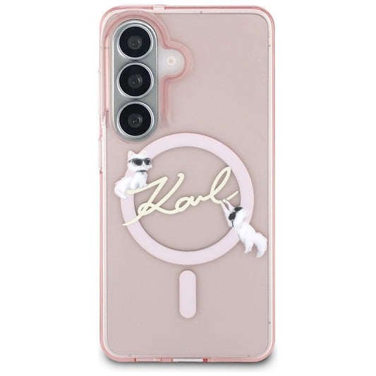 MagSafe-deksel for Samsung Galaxy S26 S942, Karl Lagerfeld, IML Choupette Karl Script Logo, Rosa