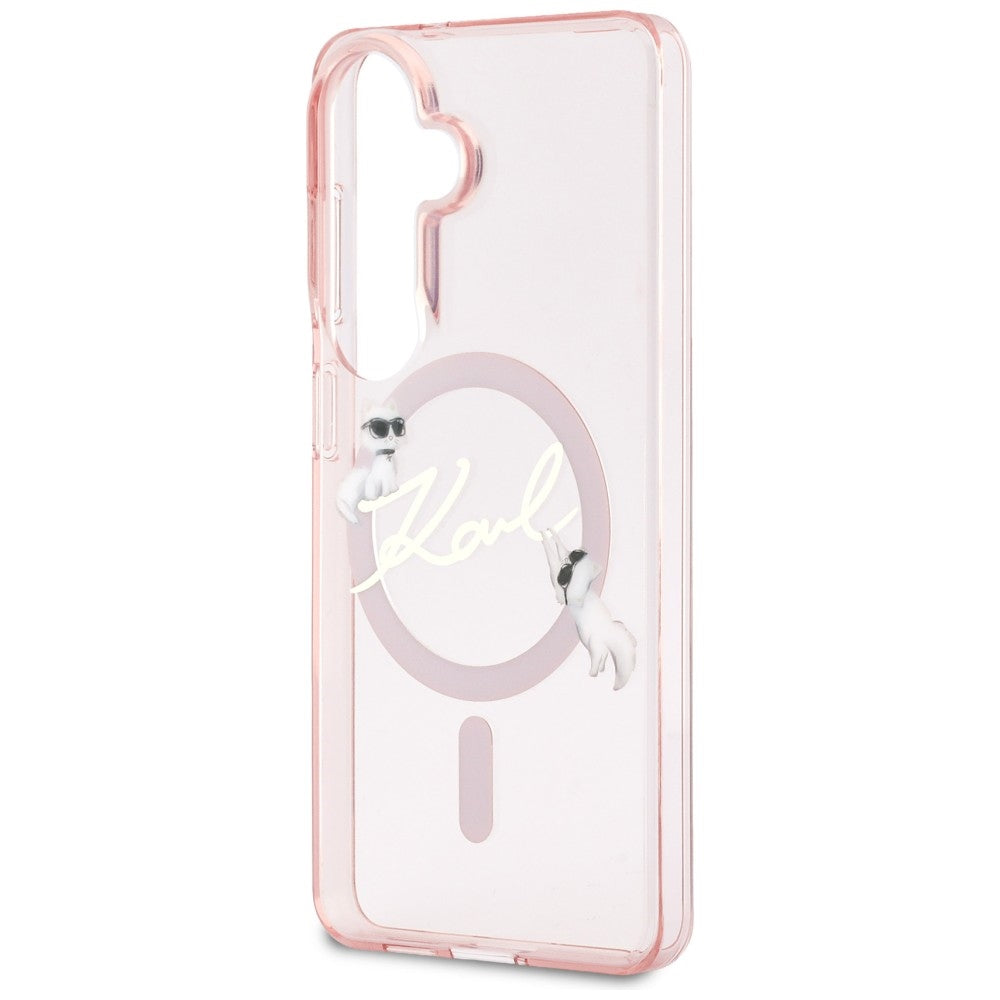 MagSafe-deksel for Samsung Galaxy S26 S942, Karl Lagerfeld, IML Choupette Karl Script Logo, Rosa