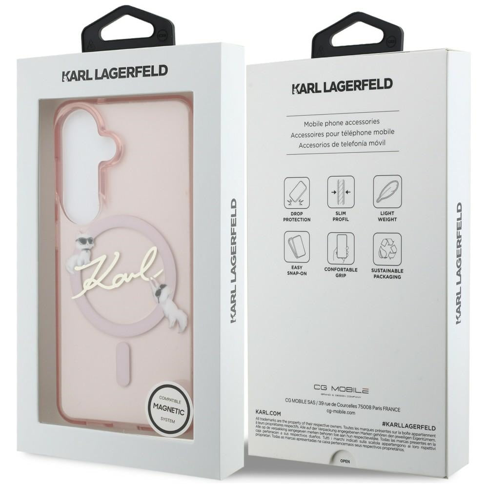 MagSafe-deksel for Samsung Galaxy S26 S942, Karl Lagerfeld, IML Choupette Karl Script Logo, Rosa