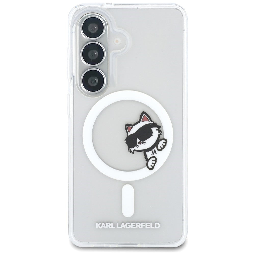 MagSafe-deksel for Samsung Galaxy S26 S942, Karl Lagerfeld, IML Choupette Peekaboo Logo, Hvit