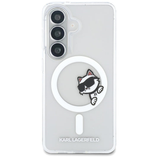 MagSafe-deksel for Samsung Galaxy S26 S942, Karl Lagerfeld, IML Choupette Peekaboo Logo, Hvit