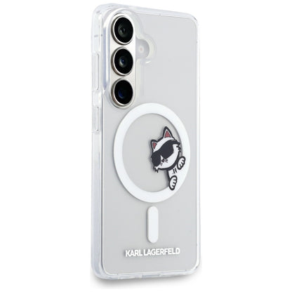 MagSafe-deksel for Samsung Galaxy S26 S942, Karl Lagerfeld, IML Choupette Peekaboo Logo, Hvit