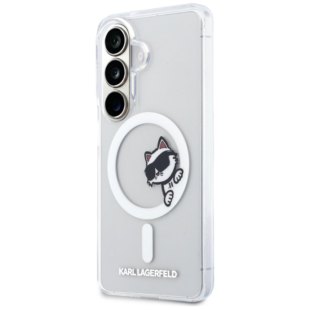 MagSafe-deksel for Samsung Galaxy S26 S942, Karl Lagerfeld, IML Choupette Peekaboo Logo, Hvit