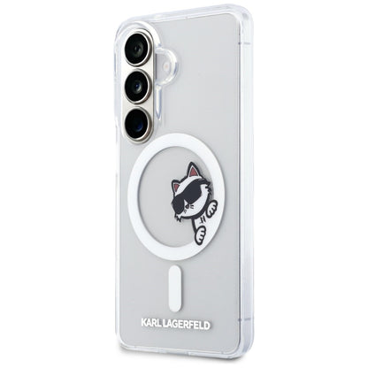 MagSafe-deksel for Samsung Galaxy S26 S942, Karl Lagerfeld, IML Choupette Peekaboo Logo, Hvit