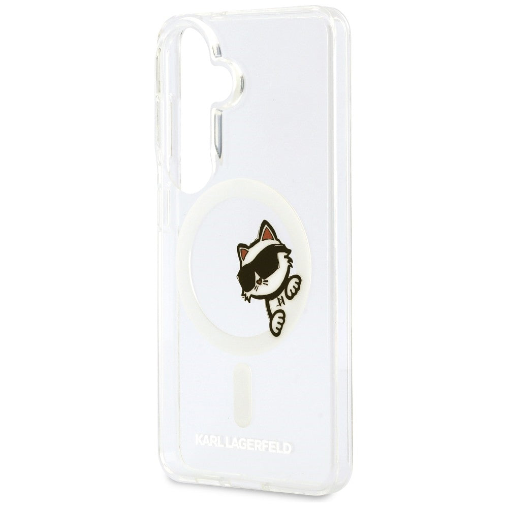 MagSafe-deksel for Samsung Galaxy S26 S942, Karl Lagerfeld, IML Choupette Peekaboo Logo, Hvit