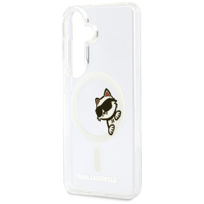 MagSafe-deksel for Samsung Galaxy S26 S942, Karl Lagerfeld, IML Choupette Peekaboo Logo, Hvit