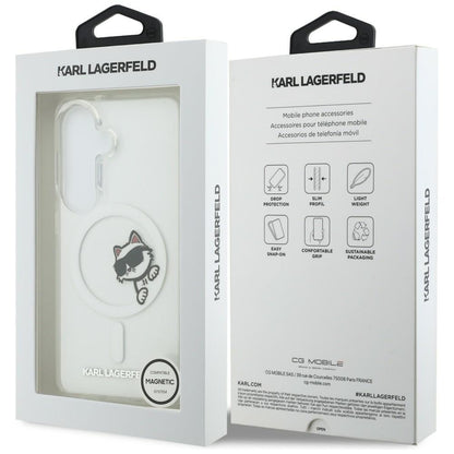 MagSafe-deksel for Samsung Galaxy S26 S942, Karl Lagerfeld, IML Choupette Peekaboo Logo, Hvit
