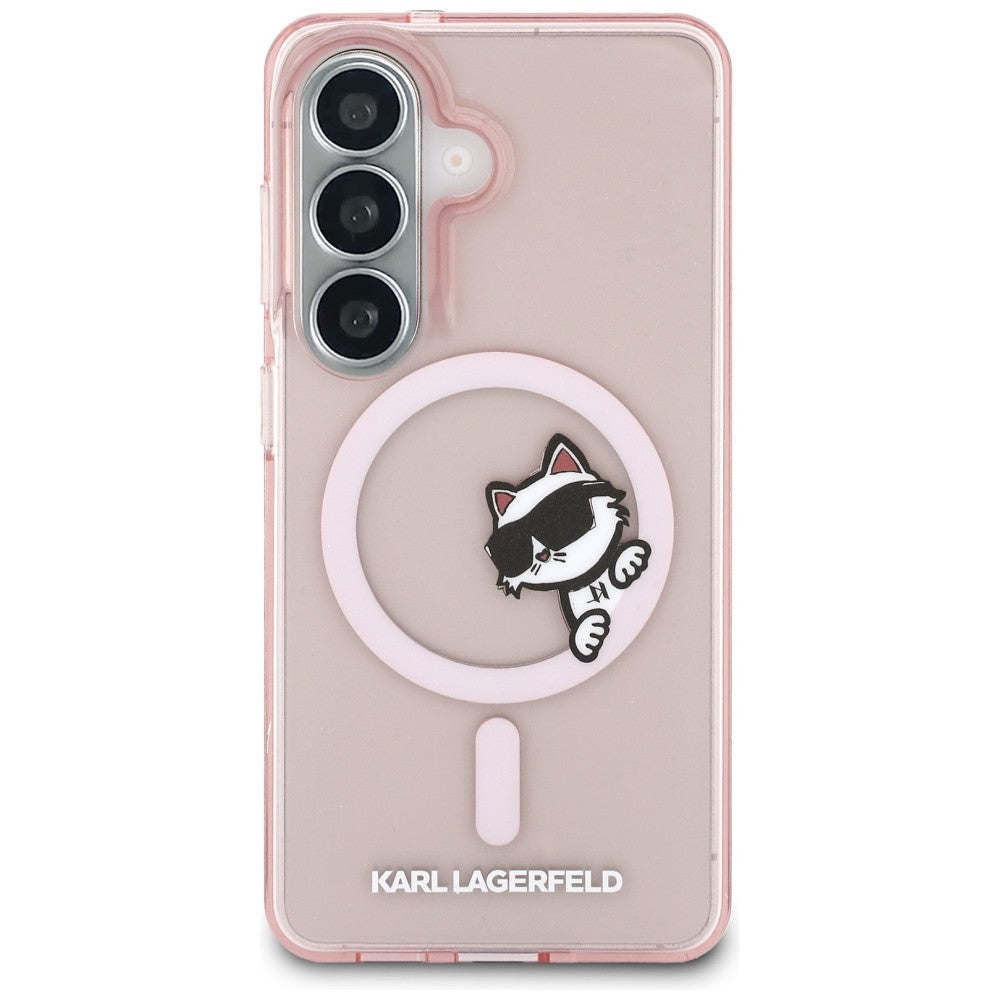 MagSafe-deksel for Samsung Galaxy S26 S942, Karl Lagerfeld, IML Choupette Peekaboo Logo, Rosa
