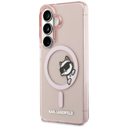 MagSafe-deksel for Samsung Galaxy S26 S942, Karl Lagerfeld, IML Choupette Peekaboo Logo, Rosa