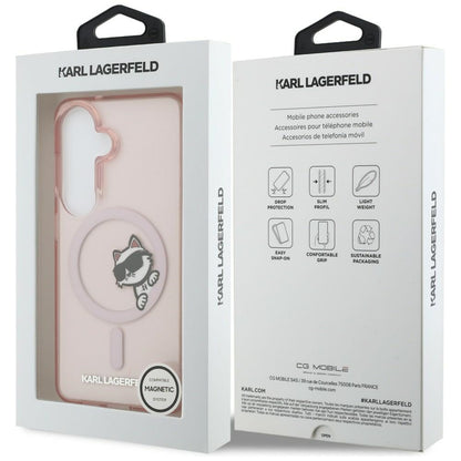 MagSafe-deksel for Samsung Galaxy S26 S942, Karl Lagerfeld, IML Choupette Peekaboo Logo, Rosa